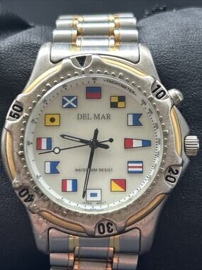 Del Mar Nautical Flag Men’s Light Up Watch